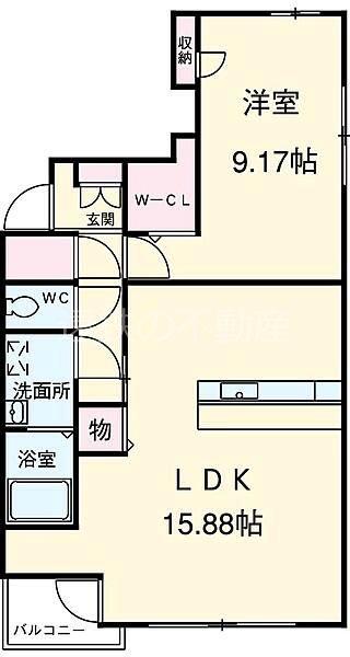 セントラルパーク下池川(1LDK/7階)の間取り写真