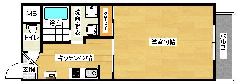クレールIWAI(1K/4階)の間取り写真