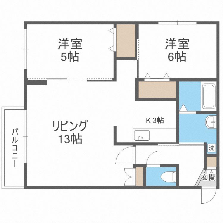 パークコート西宮の沢(2LDK/3階)の間取り写真