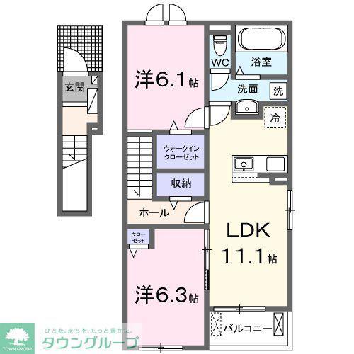 クイーンハウスII B棟(2LDK/2階)の間取り写真