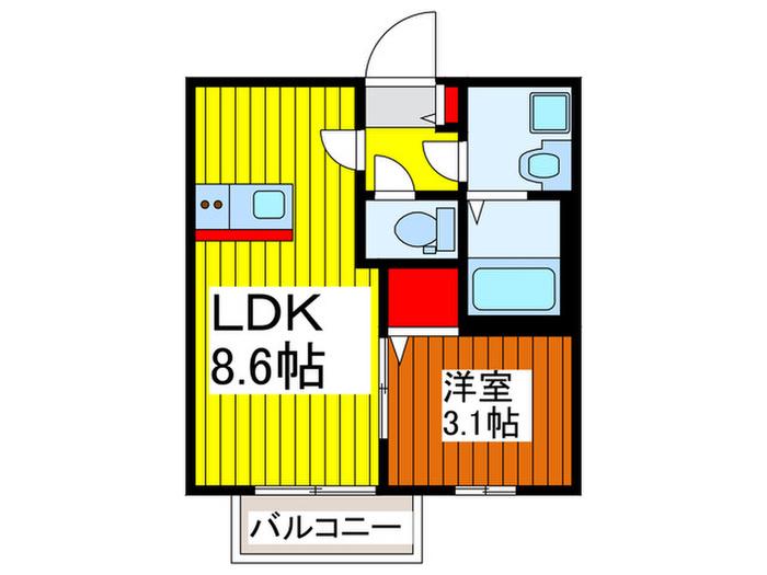 SAZAN-CASTLE(1LDK/1階)の間取り写真
