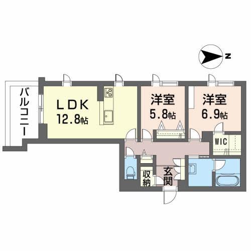 グリスィーヌ(2LDK/1階)の間取り写真