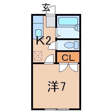 メゾンド森合(1K/1階)の間取り写真