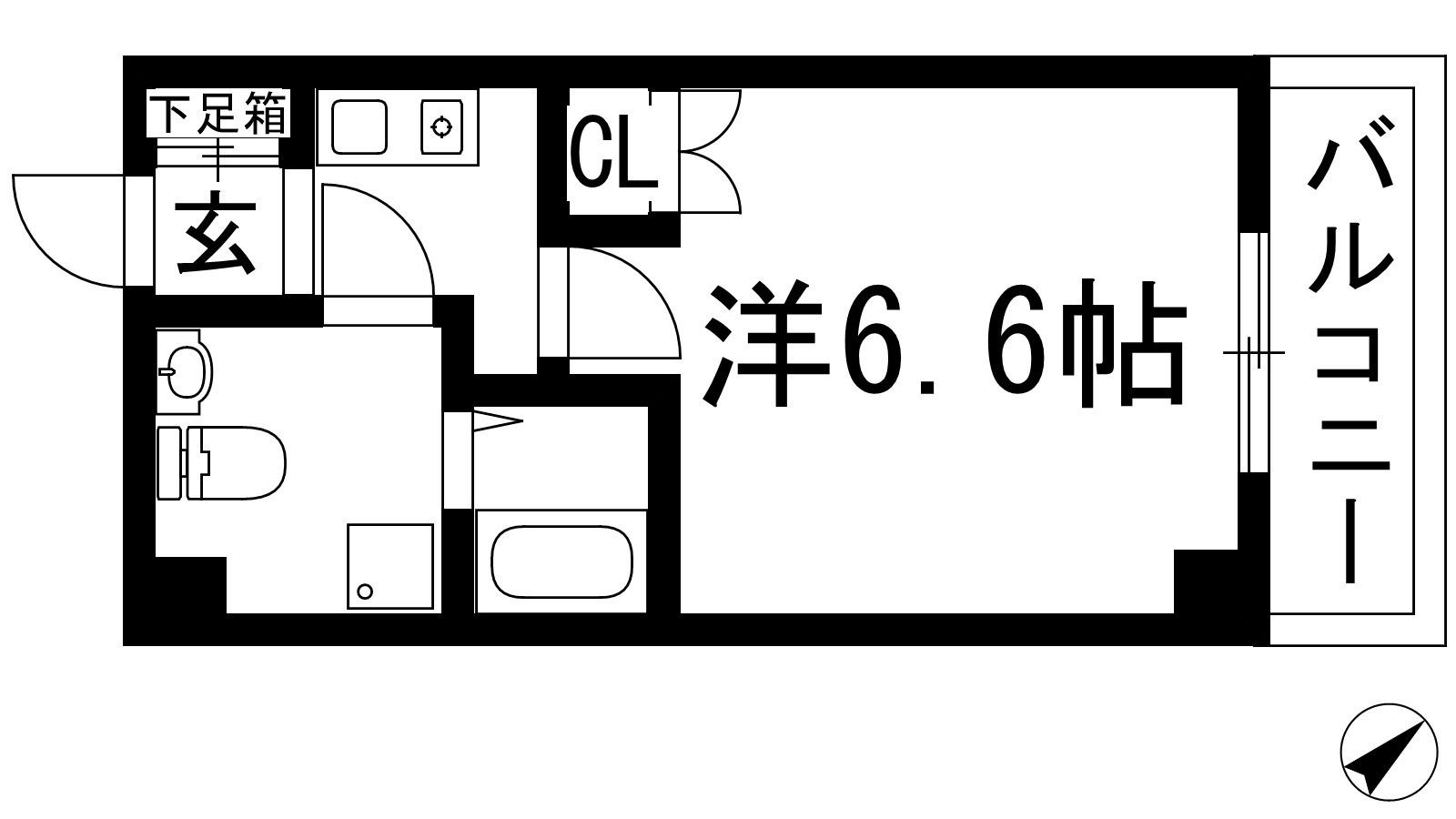 ウインズコート石橋(1K/6階)の間取り写真