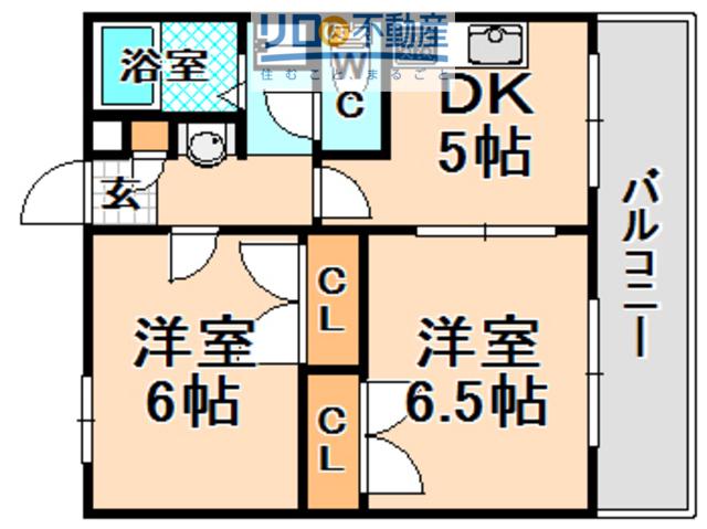 VENTUNO西野(2DK/3階)の間取り写真