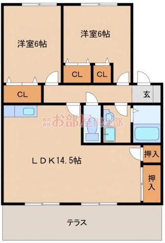 クレール A(2LDK/1階)の間取り写真
