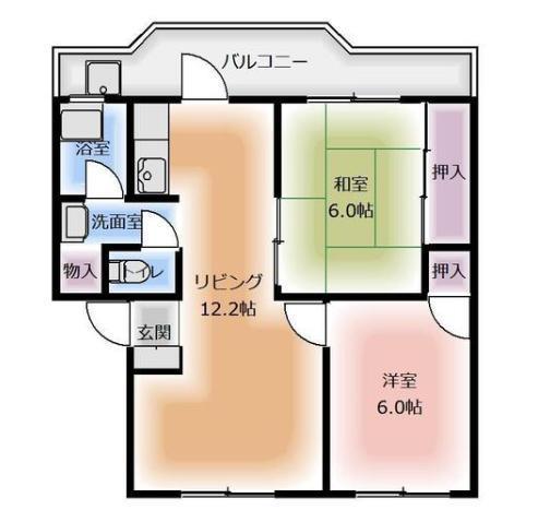錦江1号(2LDK/3階)の間取り写真
