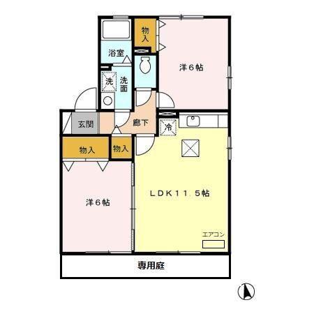 セジュール新町(2LDK/1階)の間取り写真