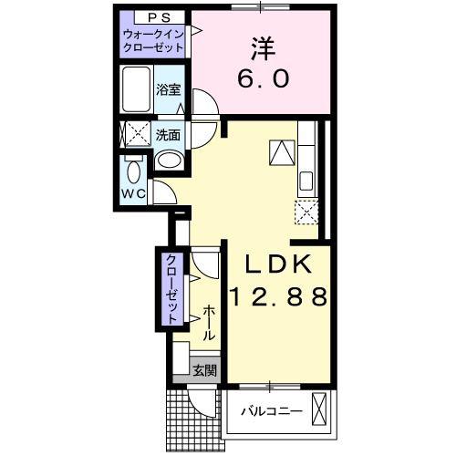 パークプレッソ雅I(1LDK/1階)の間取り写真