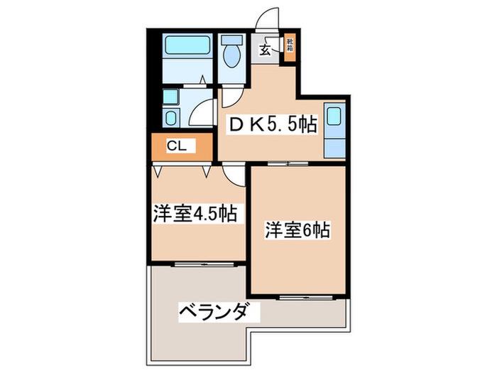 サンハイム(2DK/2階)の間取り写真