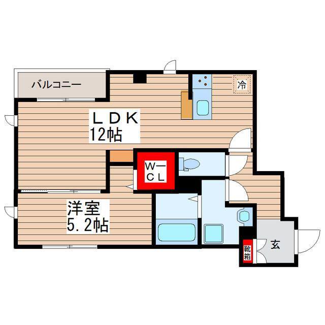グランテリア淺野(1LDK/2階)の間取り写真