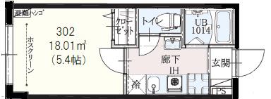 イースタイルさくら通(1K/3階)の間取り写真