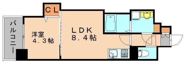 エルヴィータ駅南(1LDK/4階)の間取り写真