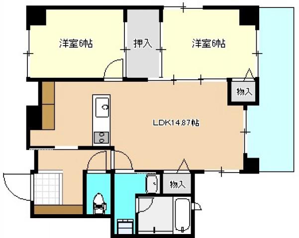 アーバンパレス田町(2LDK/8階)の間取り写真