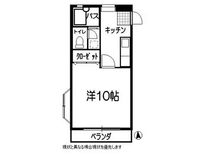 サンライフ長者(1K/1階)の間取り写真