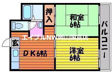コーポラス高屋(2DK/2階)の間取り写真