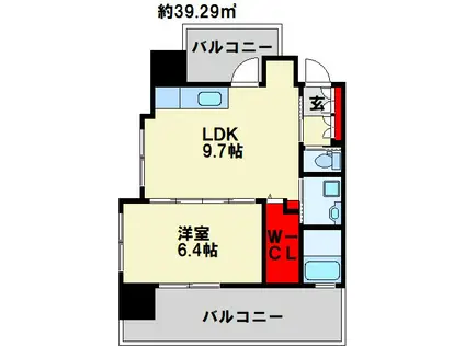 フェルト127(1LDK/7階)の間取り写真