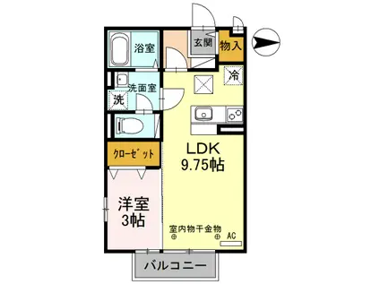グレイシャス(1LDK/2階)の間取り写真