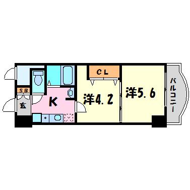 プレステージ立花(2K/2階)の間取り写真