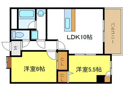 ラカーユ(2LDK/8階)の間取り写真