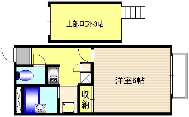コンフォール河辺(1K/1階)の間取り写真