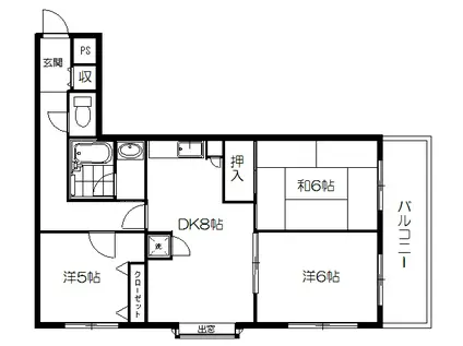 ドミシールブロン(3DK/2階)の間取り写真