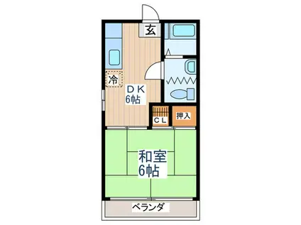 リリーハウス(1DK/2階)の間取り写真