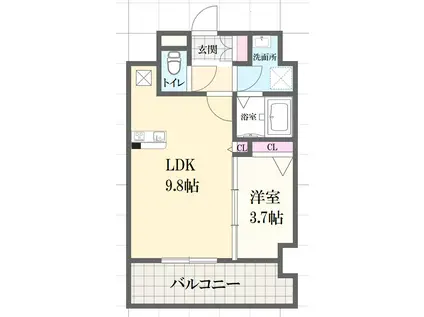 レジデンスH忍町(1LDK/11階)の間取り写真