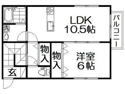 S-CUBE甲斐田(1LDK/2階)の間取り写真