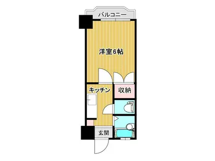 カーサ大和II(1K/4階)の間取り写真