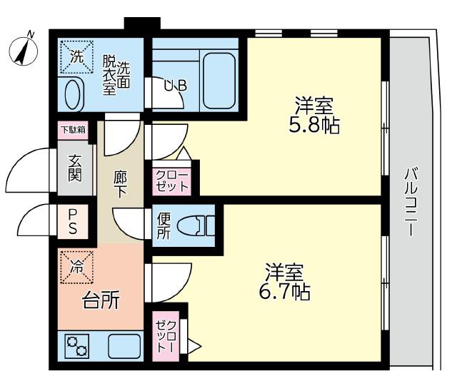 BRUGGE YOKOHAMA(2K/1階)の間取り写真
