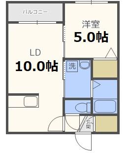 A BOND GRAN菊水(1LDK/3階)の間取り写真