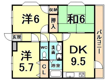 ジーク甲子園口Ⅰ(3DK/1階)の間取り写真