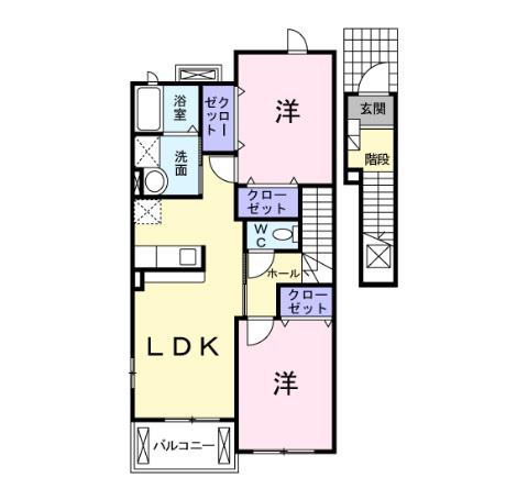 グレイスガーデン(2LDK/2階)の間取り写真