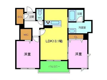 シャーメゾンサカイパークス1(2LDK/2階)の間取り写真