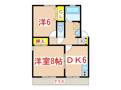 セジュール潤(2DK/1階)の間取り写真