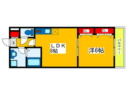 マリンハイツ(1LDK/1階)の間取り写真