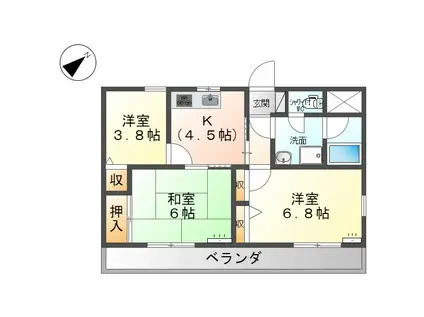 エトワール上田(3K/8階)の間取り写真