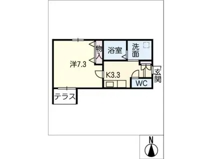CIEL 桜井(1K/1階)の間取り写真