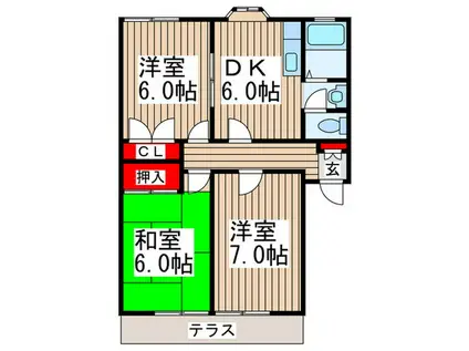 ノ―スウィステリア(3DK/1階)の間取り写真