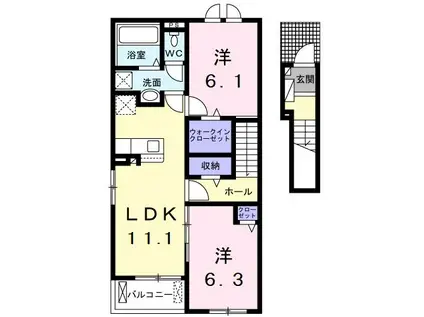 セレーノ伊那I(2LDK/2階)の間取り写真