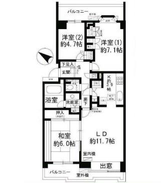 パーク・ハイム用賀南(3LDK/3階)の間取り写真