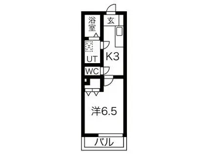 ネオハイム元柴田(1K/2階)の間取り写真
