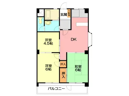 メゾン萩原(3DK/2階)の間取り写真