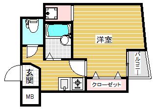 シュープリーム(1K/3階)の間取り写真