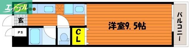 オーランド富田町(1K/4階)の間取り写真