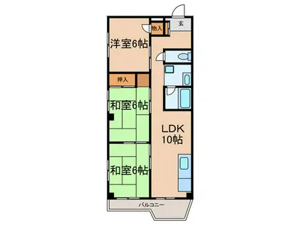 サンワコーポラス(3LDK/2階)の間取り写真