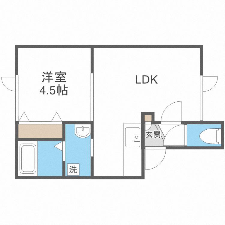 ヴィラージュ空港通(1LDK/2階)の間取り写真