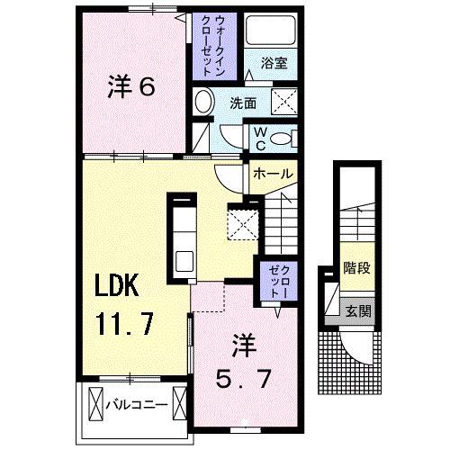 アルバーダI(2LDK/2階)の間取り写真