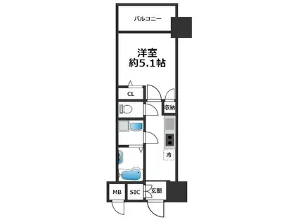 デコール神戸I(1K/3階)の間取り写真
